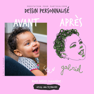 Portrait personnalisé dessiné et coloré