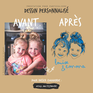 Portrait personnalisé dessiné et coloré