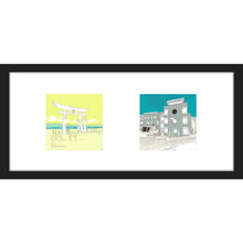 Charger l&#39;image dans la galerie, Tirages Hiroshima Bay + Rotterdam 12x12 cm (cadre noir bois 53x26 cm) :: EN STOCK